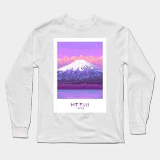 8-bit Mount Fuji, Japan Pixel Art Long Sleeve T-Shirt